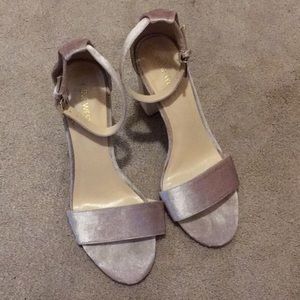 Nine West light pink velvet chunky heels